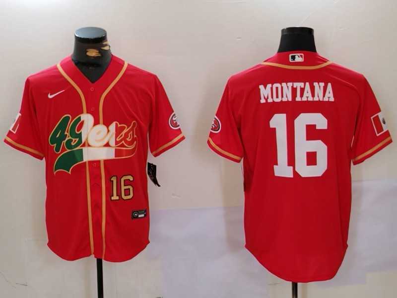 Men's San Francisco 49ers #16 Joe Montana Red With Patch Cool Base Stitched Baseball Jerseys,We sell and wholesale Men's San Francisco 49ers #16 Joe Montana Red With Patch Cool Base Stitched Baseball Jerseys on line form chian!